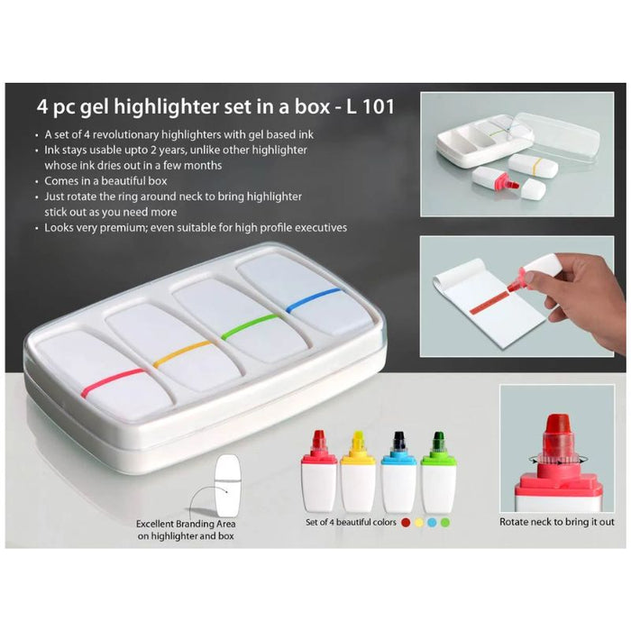 4 pc gel highlighter set in a box